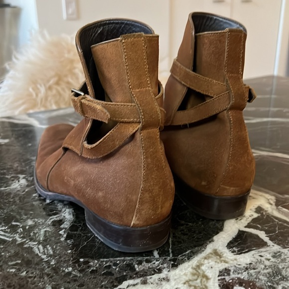 SAINT LAURENT Light Brown Suede Boots Ankle Strap Size 41 - Picture 4 of 10
